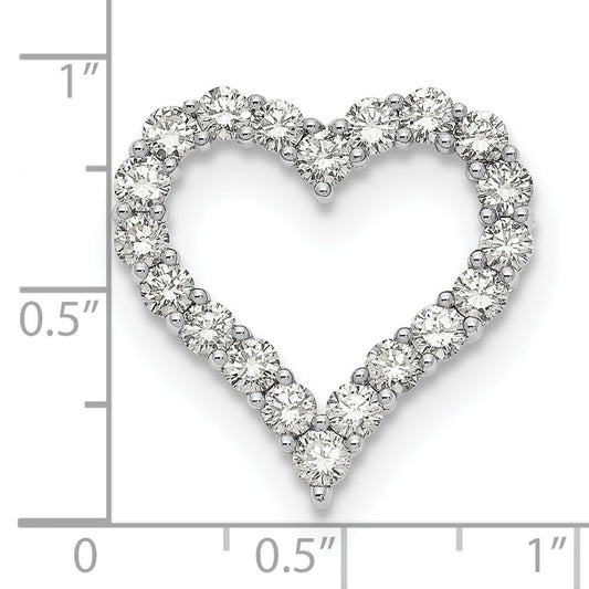 14k White Gold 2 carat Lab Grown Diamond VS/SI+ G+ Complete Heart Chain Slide Pendant