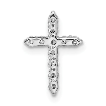 14k White Gold 1/5 carat Lab Grown Diamond VS/SI+ G+ Complete Cross Chain Slide Pendant