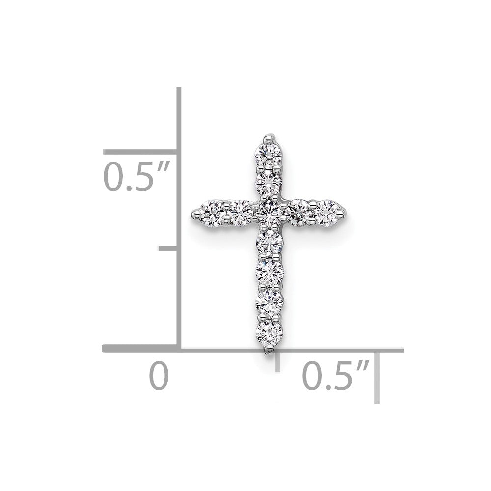 14k White Gold 1/5 carat Lab Grown Diamond VS/SI+ G+ Complete Cross Chain Slide Pendant