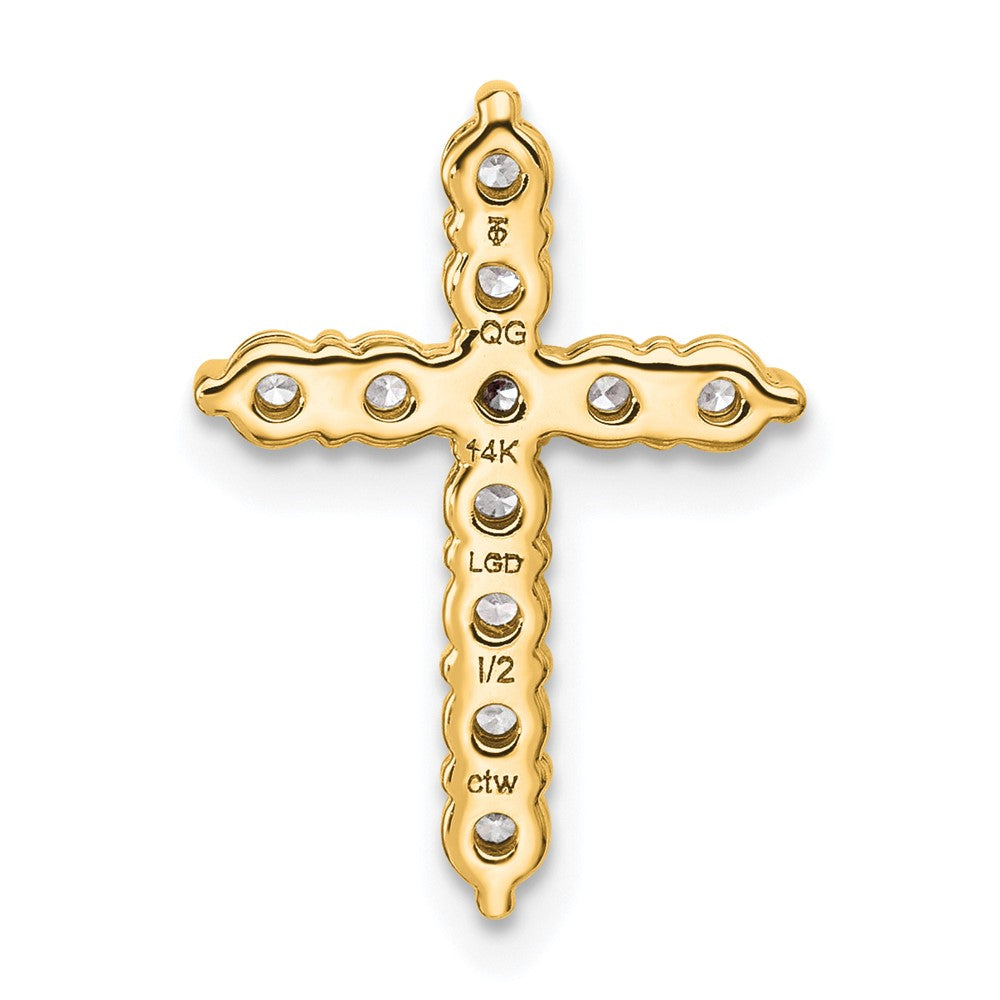 14k 1/2 carat Lab Grown Diamond VS/SI+ G+ Complete Cross Chain Slide Pendant