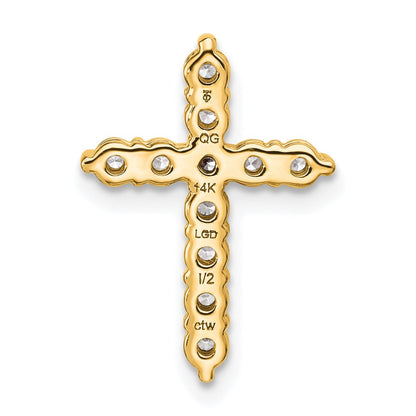 14k 1/2 carat Lab Grown Diamond VS/SI+ G+ Complete Cross Chain Slide Pendant