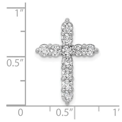 14k White Gold 1 carat Lab Grown Diamond VS/SI+ G+ Complete Cross Chain Slide Pendant