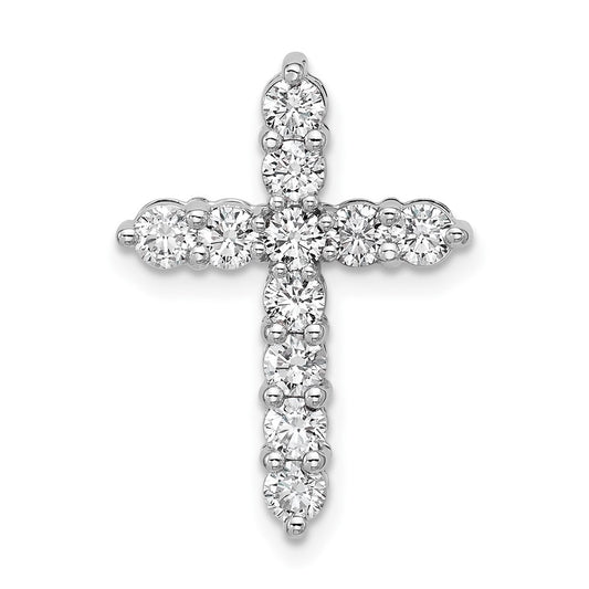 14k White Gold 1 carat Lab Grown Diamond VS/SI+ G+ Complete Cross Chain Slide Pendant