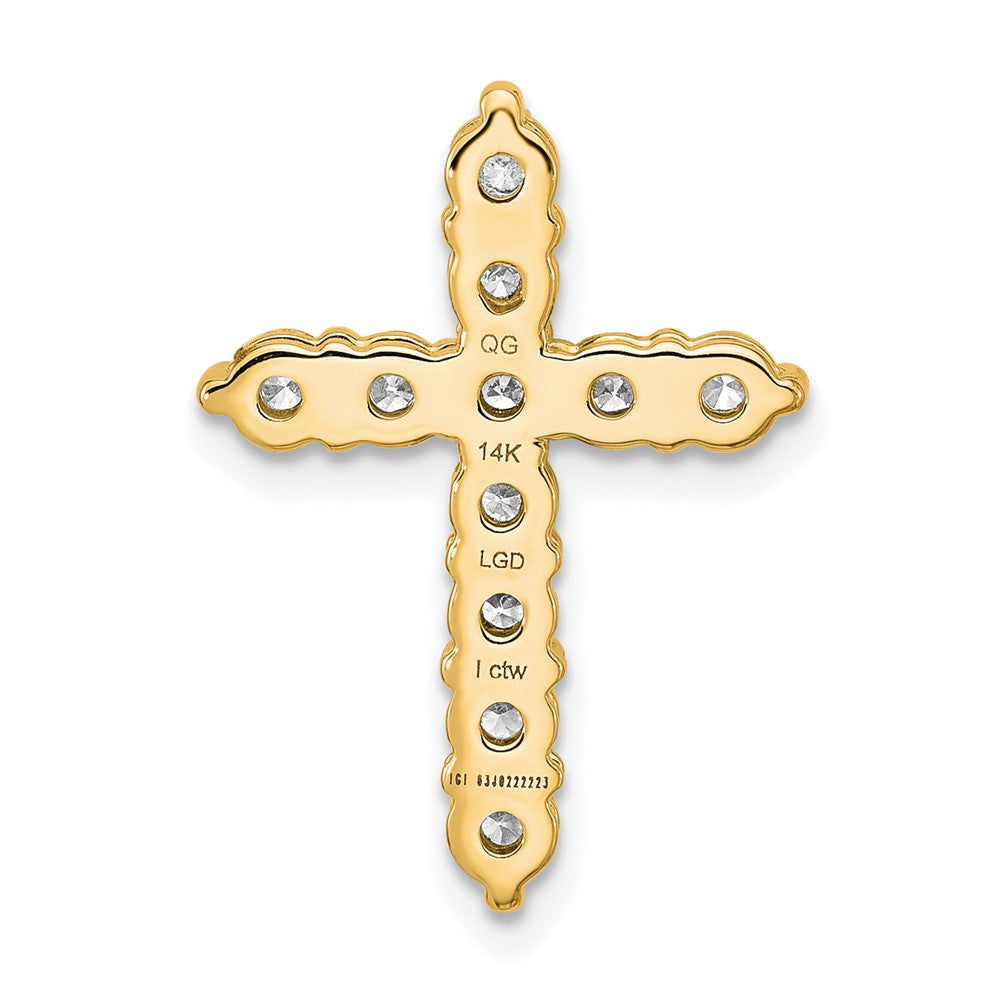 14k 1 carat Lab Grown Diamond VS/SI+ G+ Complete Cross Chain Slide Pendant