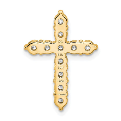 14k 1 carat Lab Grown Diamond VS/SI+ G+ Complete Cross Chain Slide Pendant