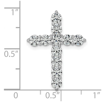14k White Gold 2 carat Lab Grown Diamond VS/SI+ G+ Complete Cross Chain Slide Pendant