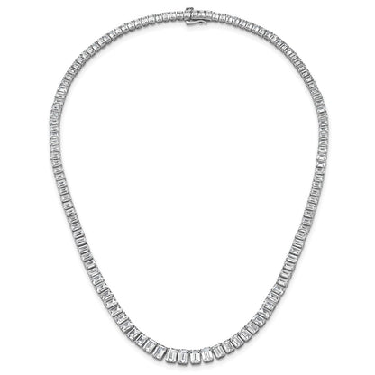14k White Gold 29 1/6 carat Lab Grown Diamond VS/SI+ G+ Complete 17 inch Emerald Graduated Tennis Necklace
