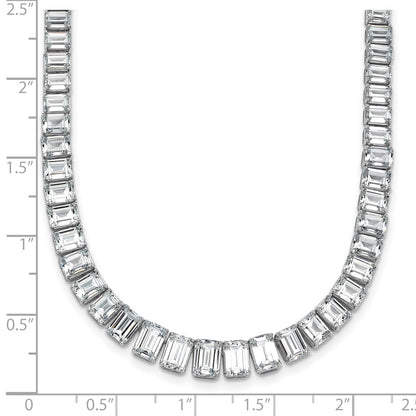 14k White Gold 29 1/6 carat Lab Grown Diamond VS/SI+ G+ Complete 17 inch Emerald Graduated Tennis Necklace