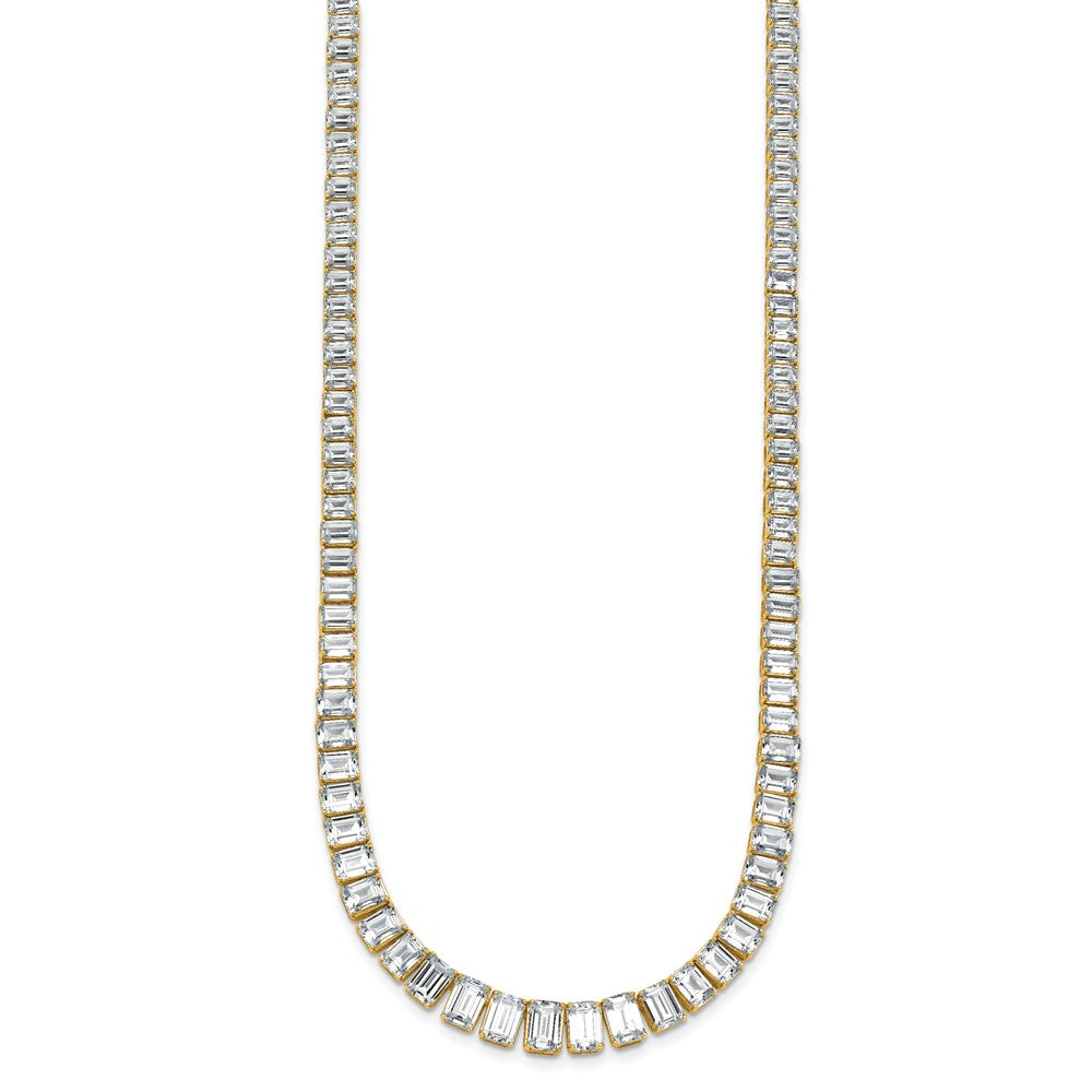 14k 29 1/6 carat Lab Grown Diamond VS/SI+ G+ Complete 17 inch Emerald Graduated Tennis Necklace