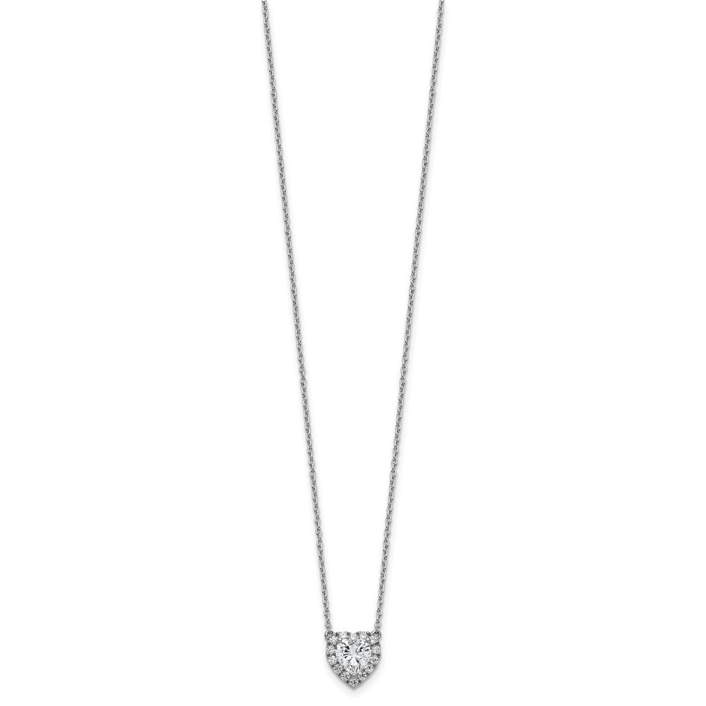 14k White Gold 1 1/5 carat Lab Grown Diamond VS/SI+ G+ Complete 16 inch Halo Heart Necklace