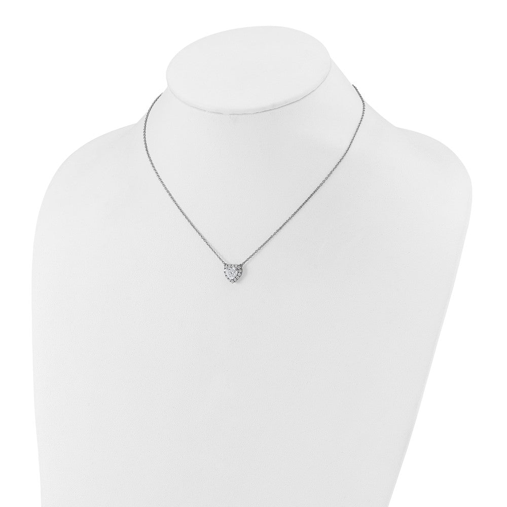 14k White Gold 1 1/5 carat Lab Grown Diamond VS/SI+ G+ Complete 16 inch Halo Heart Necklace