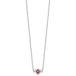 14k White Gold 1 1/8 carat Lab Grown Diamond VS/SI+ G+ and Created Ruby Three Stone 16 inch Necklace
