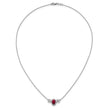 14k White Gold 1 1/8 carat Lab Grown Diamond VS/SI+ G+ and Created Ruby Three Stone 16 inch Necklace