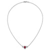 14k White Gold 1 1/8 carat Lab Grown Diamond VS/SI+ G+ and Created Ruby Three Stone 16 inch Necklace