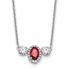 14k White Gold 1 1/8 carat Lab Grown Diamond VS/SI+ G+ and Created Ruby Three Stone 16 inch Necklace