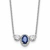 14k White Gold 1 1/8 carat Lab Grown Diamond VS/SI+ G+ and Created Sapphire Complete Three Stone 16 inch Necklace