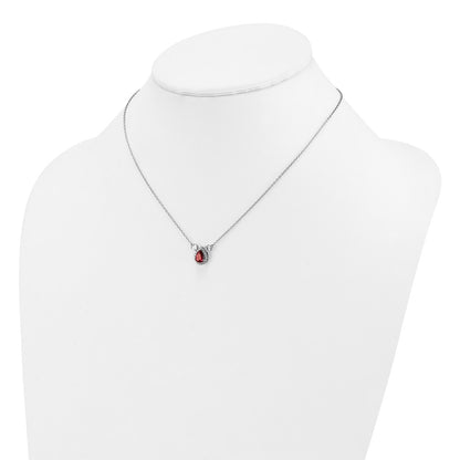 14k White Gold 1/2 carat Lab Grown Diamond VS/SI+ G+ and Created Ruby Complete Three Stone 16 inch Necklace