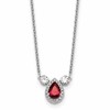 14k White Gold 1/2 carat Lab Grown Diamond VS/SI+ G+ and Created Ruby Complete Three Stone 16 inch Necklace