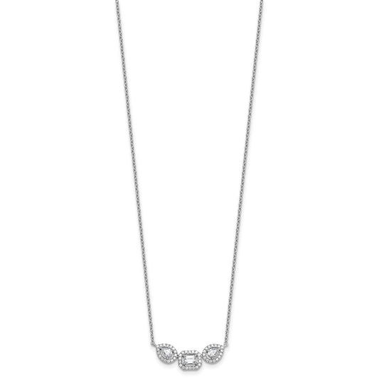 14k White Gold 3/4 carat Lab Grown Diamond VS+ F+ Complete 18 inch Three Stone Fashion Necklace