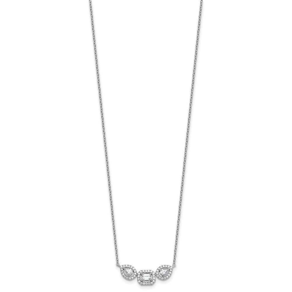 14k White Gold 3/4 carat Lab Grown Diamond VS+ F+ Complete 18 inch Three Stone Fashion Necklace
