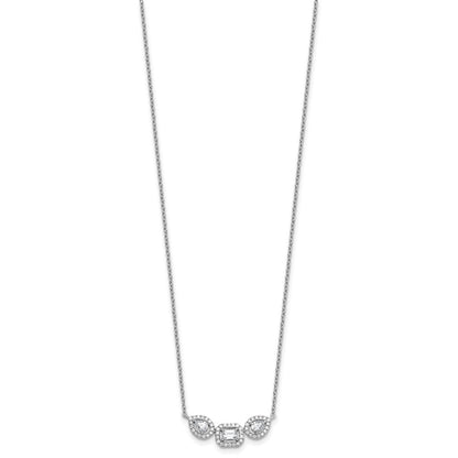 14k White Gold 3/4 carat Lab Grown Diamond VS+ F+ Complete 18 inch Three Stone Fashion Necklace
