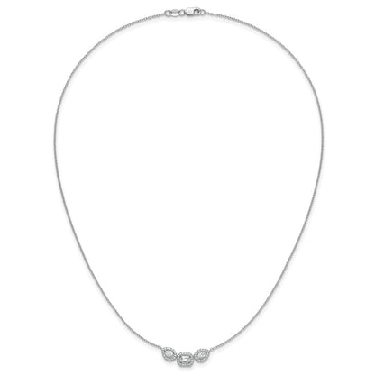 14k White Gold 3/4 carat Lab Grown Diamond VS+ F+ Complete 18 inch Three Stone Fashion Necklace