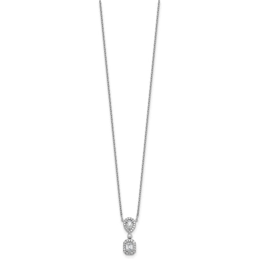 14k White Gold 1/2 carat Lab Grown Diamond VS+ F+ Complete 18 inch Halo Dangle Fashion Necklace