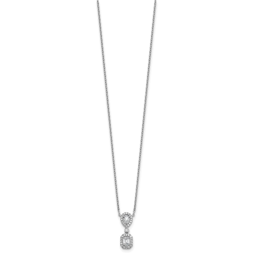 14k White Gold 1/2 carat Lab Grown Diamond VS+ F+ Complete 18 inch Halo Dangle Fashion Necklace