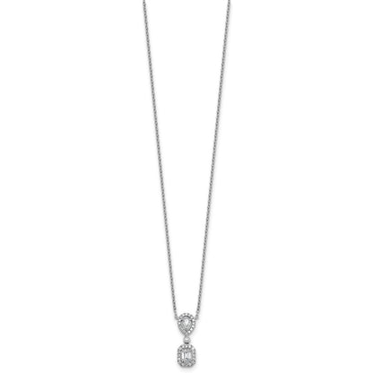 14k White Gold 1/2 carat Lab Grown Diamond VS+ F+ Complete 18 inch Halo Dangle Fashion Necklace