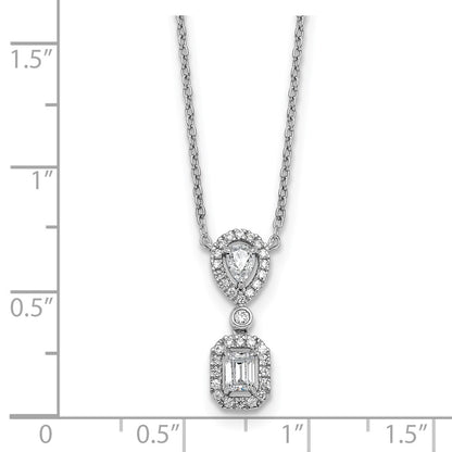 14k White Gold 1/2 carat Lab Grown Diamond VS+ F+ Complete 18 inch Halo Dangle Fashion Necklace