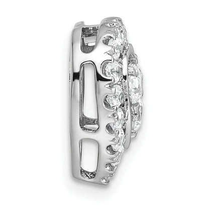 14k White Gold 7/8 carat Lab Grown Diamond VS/SI+ G+ Complete Halo Heart Chain Slide Pendant