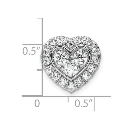 14k White Gold 7/8 carat Lab Grown Diamond VS/SI+ G+ Complete Halo Heart Chain Slide Pendant