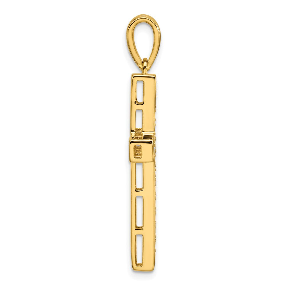 True Origin 14K Yellow Gold 3/4 carat Lab Grown Diamond VS+ F+ Complete Cross Pendant