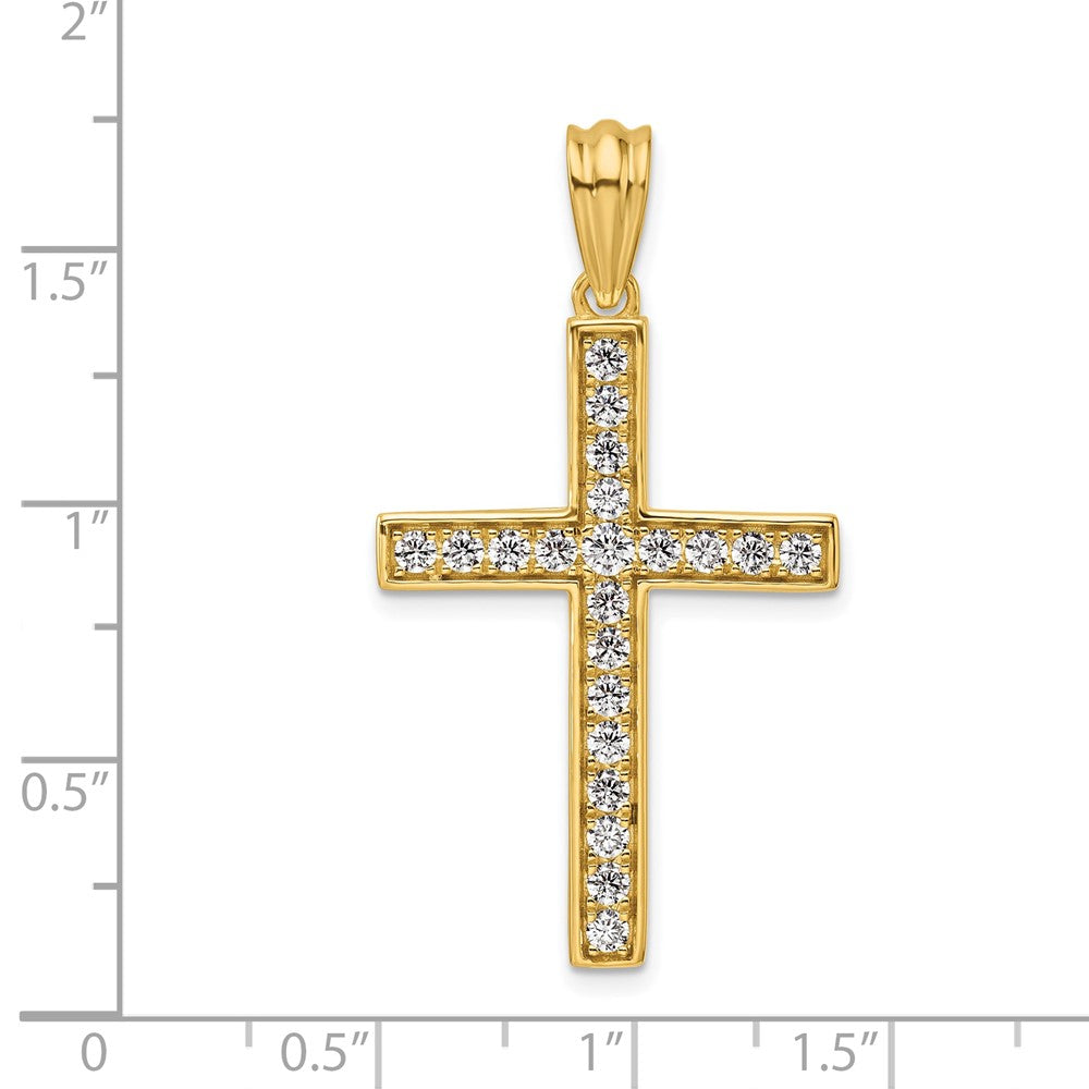 True Origin 14K Yellow Gold 3/4 carat Lab Grown Diamond VS+ F+ Complete Cross Pendant
