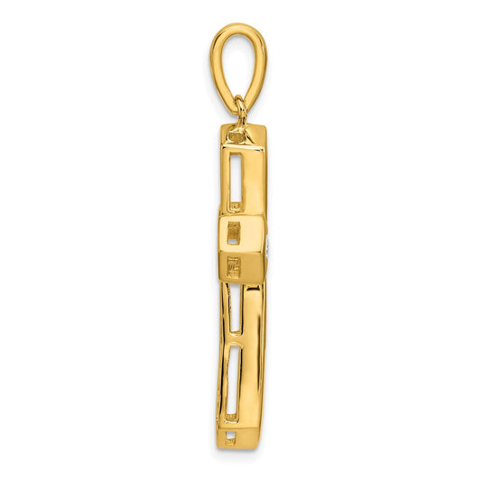 True Origin 14K Yellow Gold 1 carat Lab Grown Diamond VS+ F+ Complete Cross Pendant