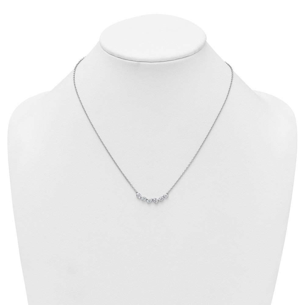 True Origin 14K White Gold 3/8 carat Lab Grown Diamond VS+ F+ 18 in Complete Fashion Bar Necklace