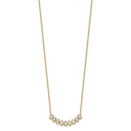 True Origin 14K Yellow Gold 1 carat Lab Grown Diamond VS+ F+ 18 in Complete Fashion Bar Necklace