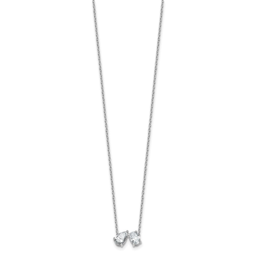 True Origin 14K White Gold 1 1/2 carat Lab Grown Diamond VS+ F+ 18 in Complete Two Stone Necklace