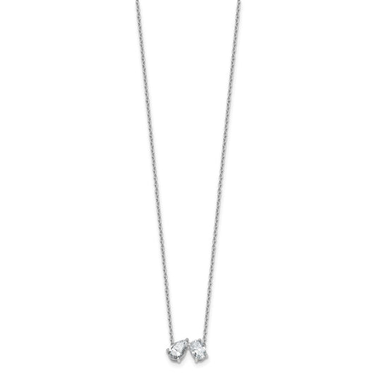 True Origin 14K White Gold 1 1/2 carat Lab Grown Diamond VS+ F+ 18 in Complete Two Stone Necklace