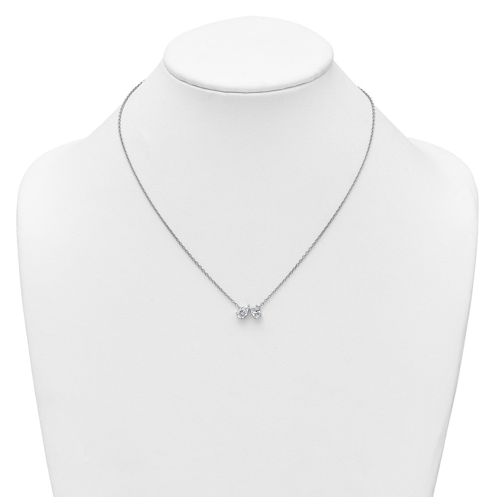 True Origin 14K White Gold 1 1/2 carat Lab Grown Diamond VS+ F+ 18 in Complete Two Stone Necklace