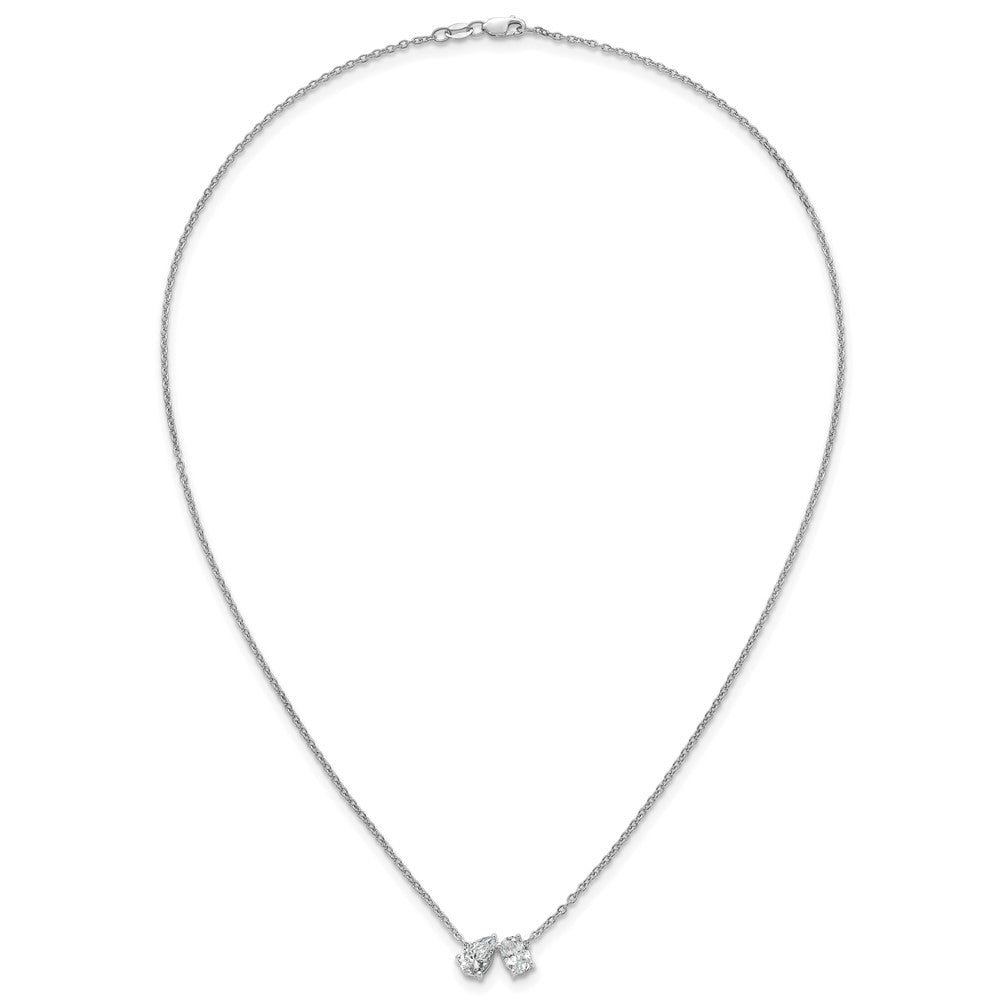 True Origin 14K White Gold 1 1/2 carat Lab Grown Diamond VS+ F+ 18 in Complete Two Stone Necklace