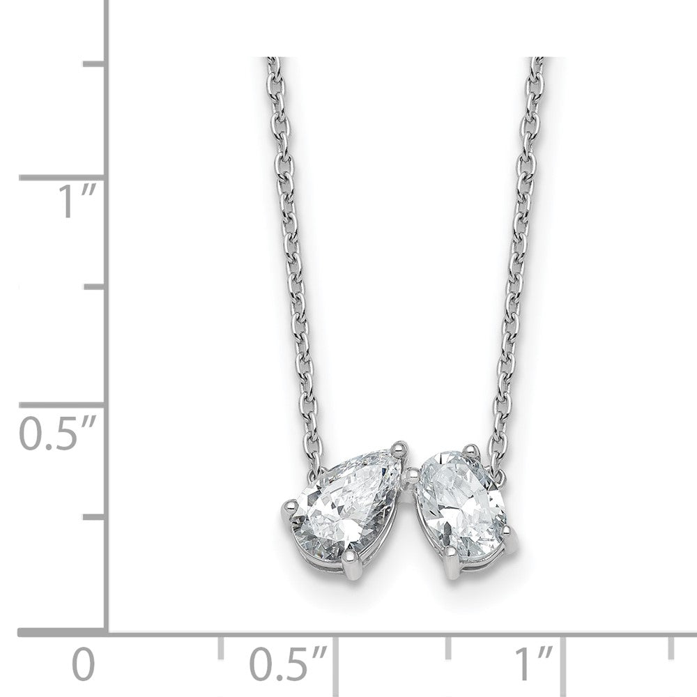 True Origin 14K White Gold 1 1/2 carat Lab Grown Diamond VS+ F+ 18 in Complete Two Stone Necklace