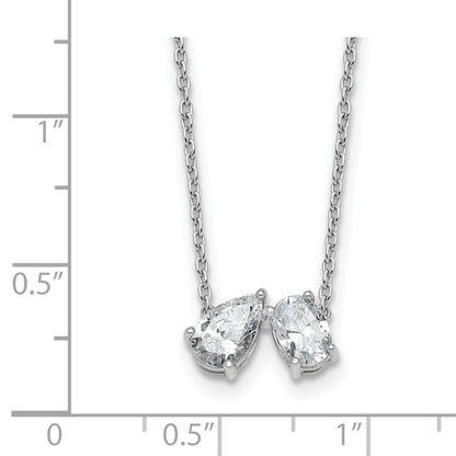 True Origin 14K White Gold 1 1/2 carat Lab Grown Diamond VS+ F+ 18 in Complete Two Stone Necklace