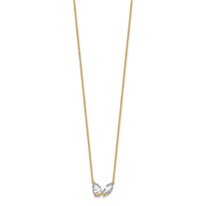 True Origin 14K Yellow Gold 1 5/8 carat Lab Grown Diamond VS+ F+ 18 in Complete Two Stone Necklace
