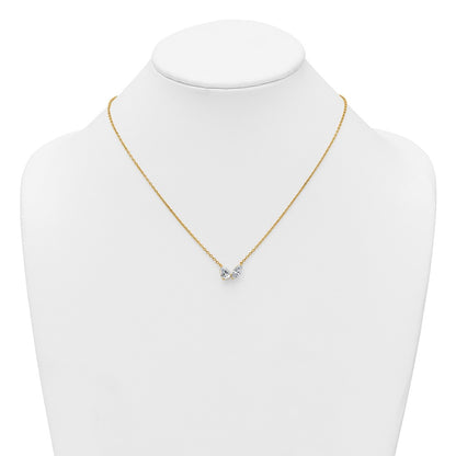True Origin 14K Yellow Gold 1 5/8 carat Lab Grown Diamond VS+ F+ 18 in Complete Two Stone Necklace