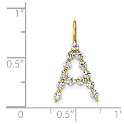 True Origin 14K Yellow Gold 3/8 carat Lab Grown Diamond VS+ F+ Complete Alphabet A Pendant