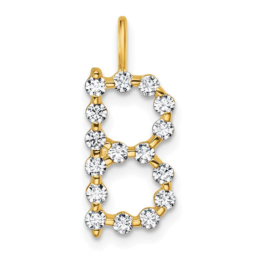 True Origin 14K Yellow Gold 1/2 carat Lab Grown Diamond VS+ F+ Complete Alphabet B Pendant