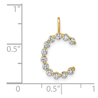 True Origin 14K Yellow Gold 3/8 carat Lab Grown Diamond VS+ F+ Complete Alphabet C Pendant