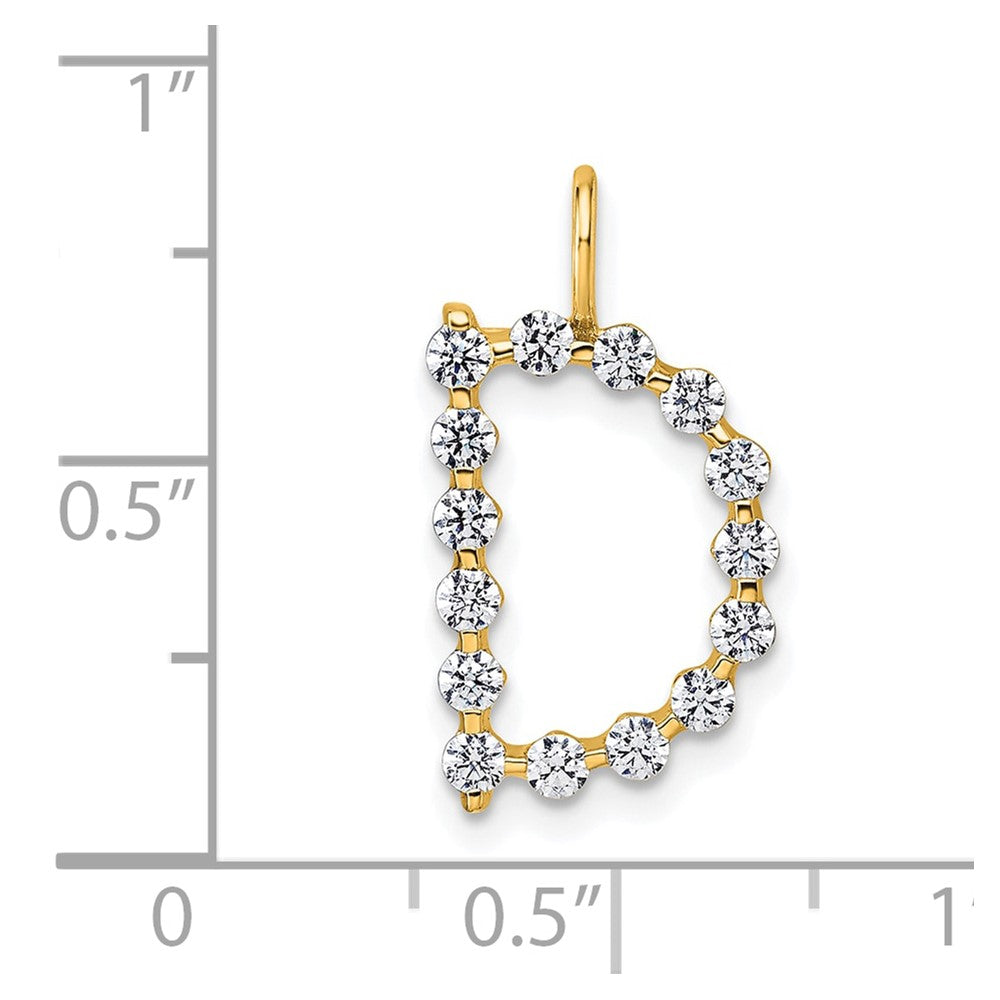 True Origin 14K Yellow Gold 1/2 carat Lab Grown Diamond VS+ F+ Complete Alphabet D Pendant