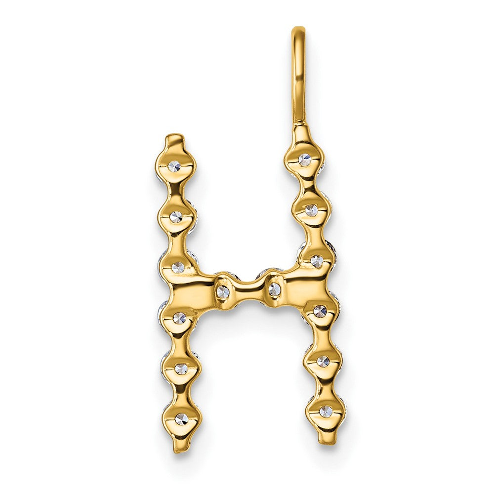 True Origin 14K Yellow Gold 1/2 carat Lab Grown Diamond VS+ F+ Complete Alphabet H Pendant